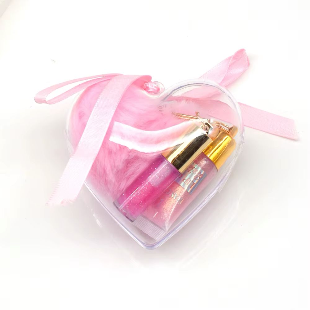 Mini set brillos de labios con llavero Corazón