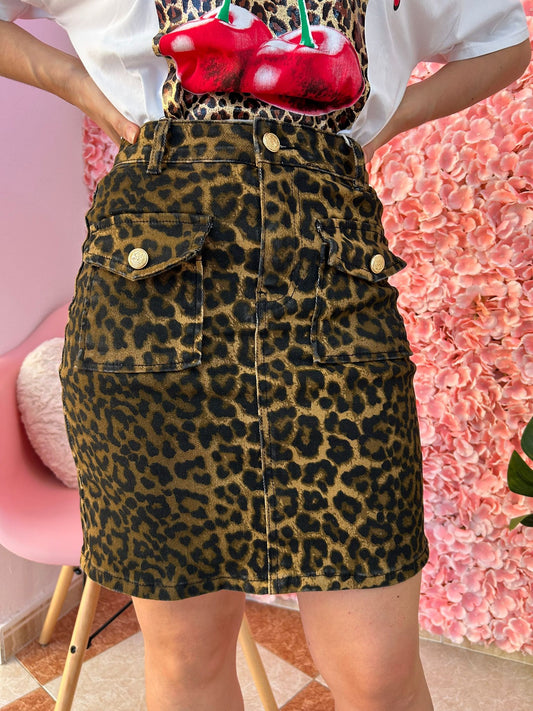 Falda Mini Leopardo