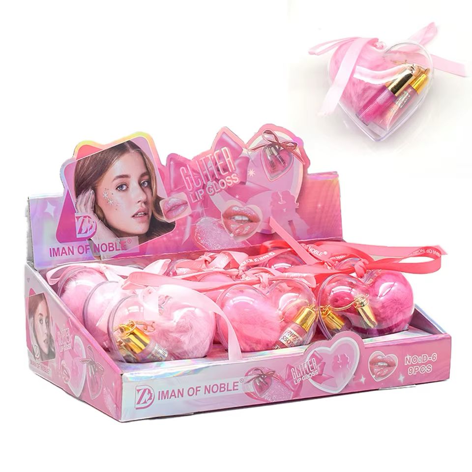 Mini set brillos de labios con llavero Corazón