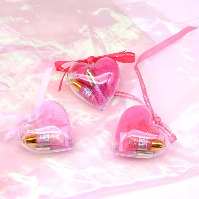 Mini set brillos de labios con llavero Corazón